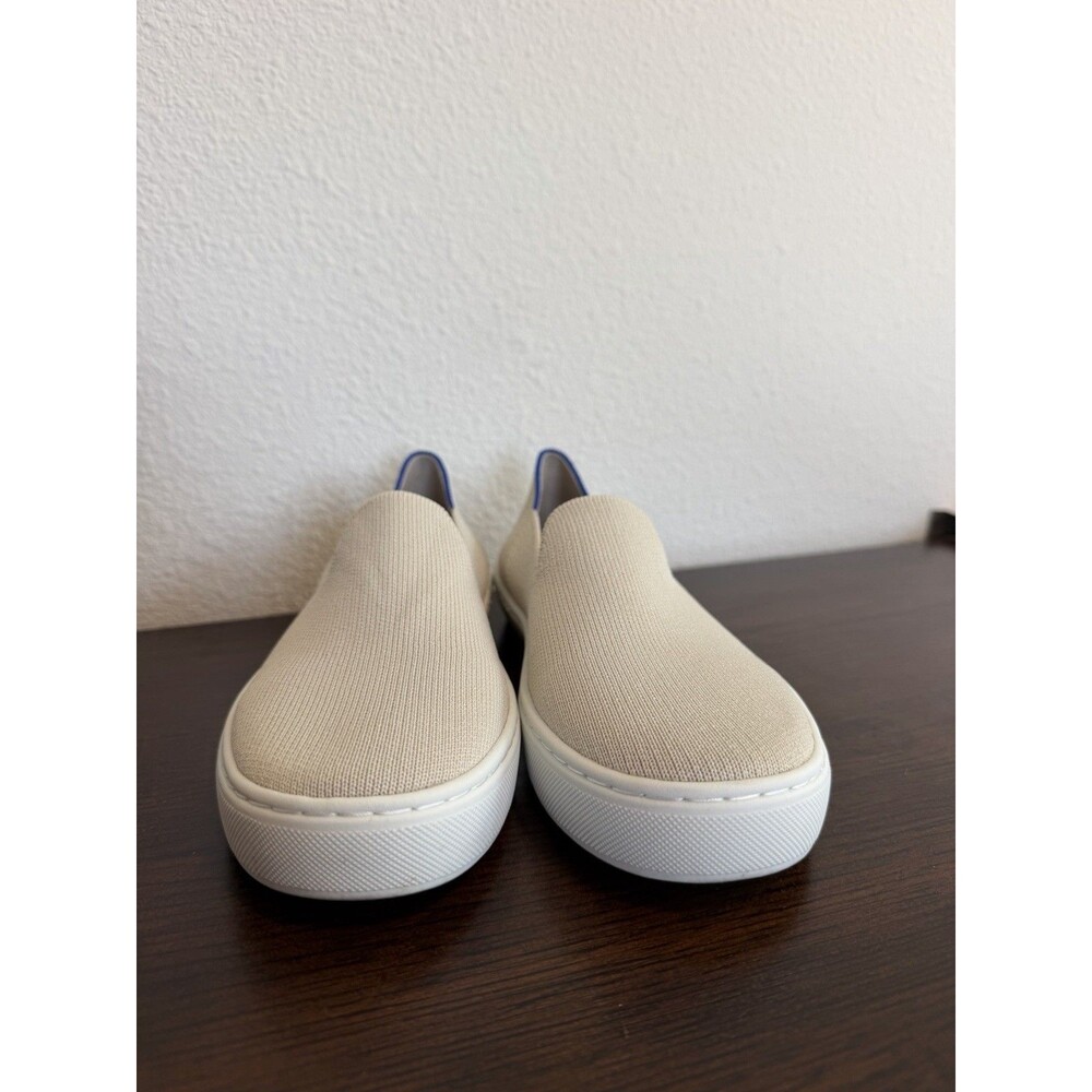 Rothy's Women's Knit Slip-On Flats Round Toe Rubber Sole Beige/Blue/6